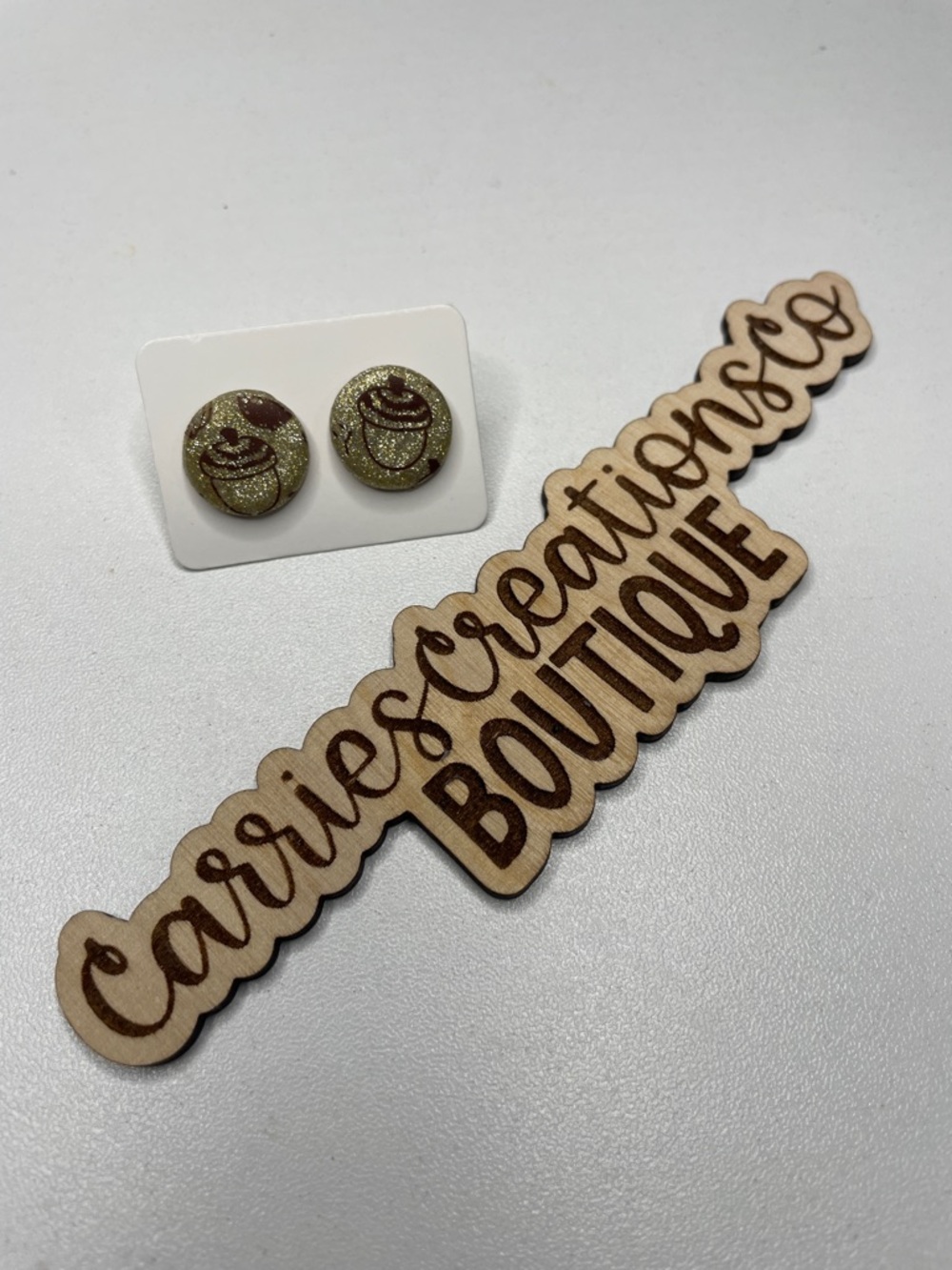 Handmade Gold Glitter Acorn Earrings